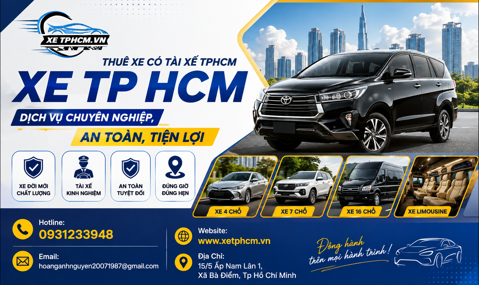 thuê xe 16 chỗ có tài xế TPHCM