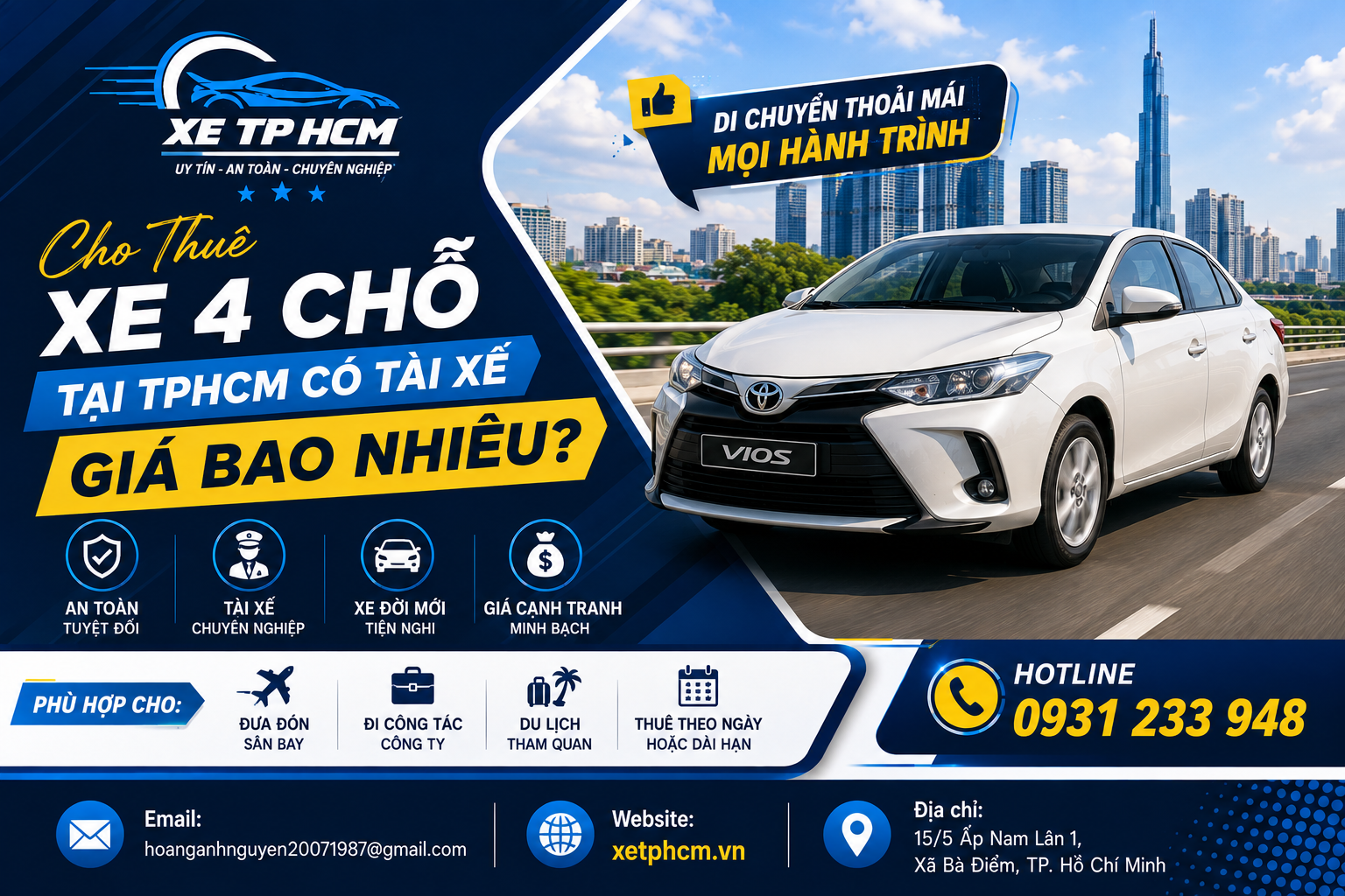 Dịch vụ thuê xe 4 chỗ TPHCM