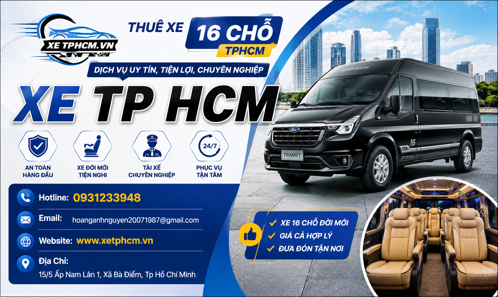 Thuê xe 16 chỗ TPHCM